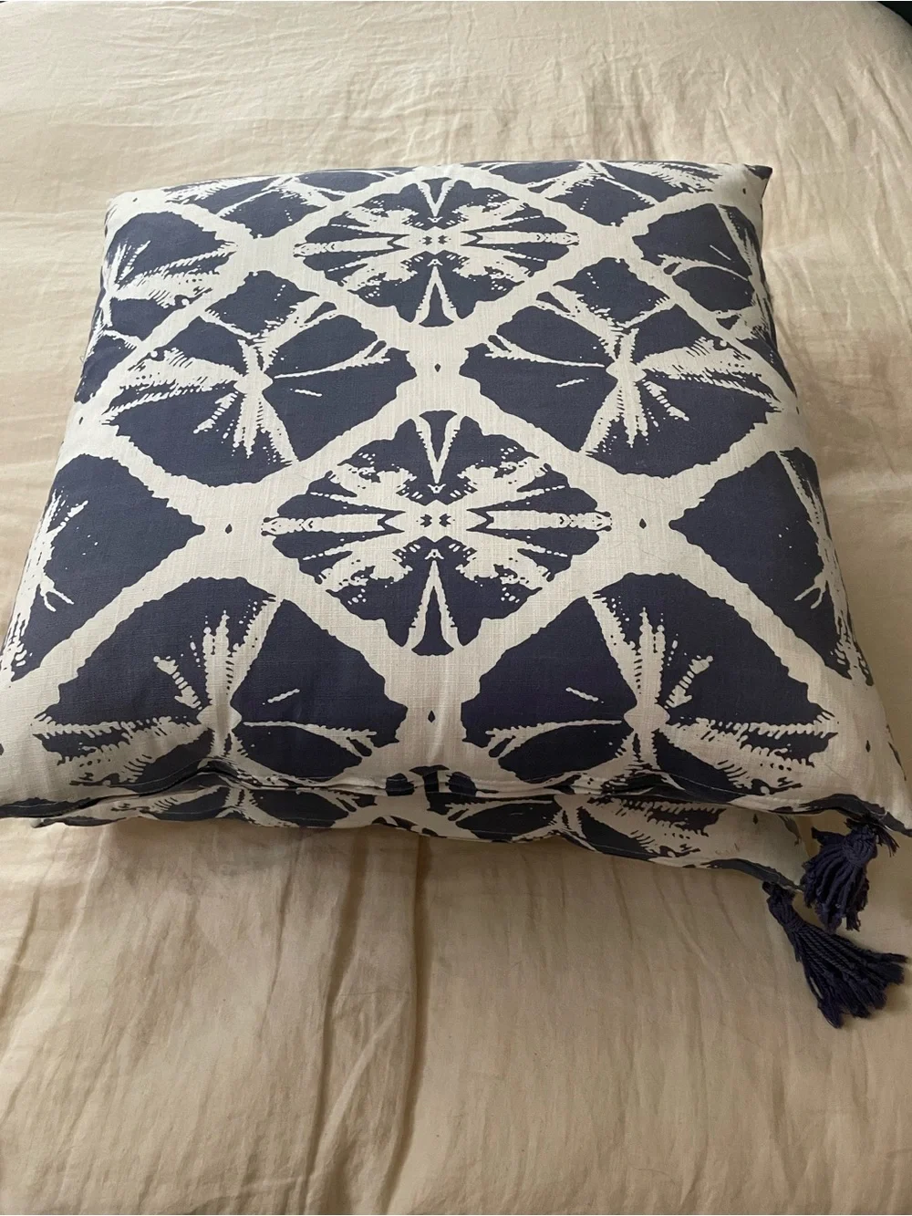 Pair of Decorative Boho Pillows - Indigo & White Shibori Tie-Dye Style NWOT